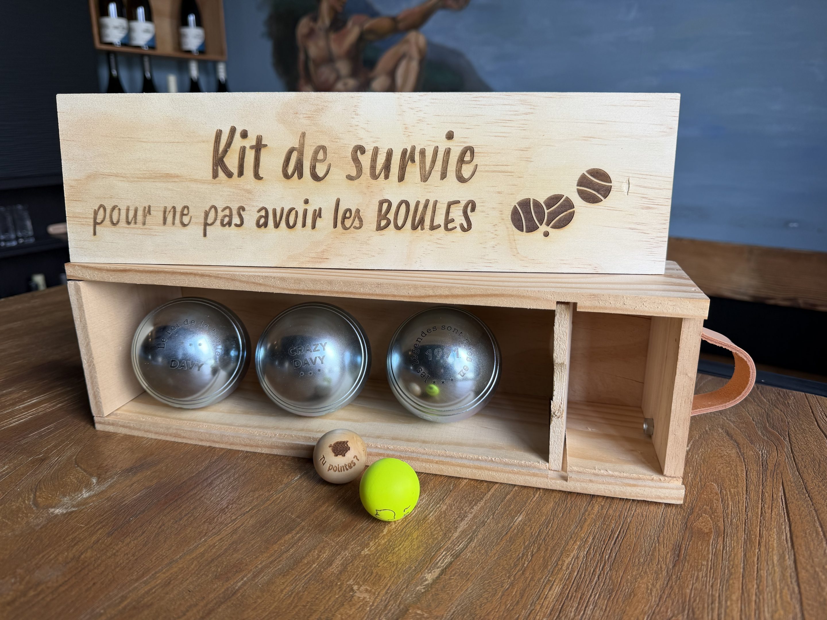 caisse de transport pour boules de pétanque personnalisée